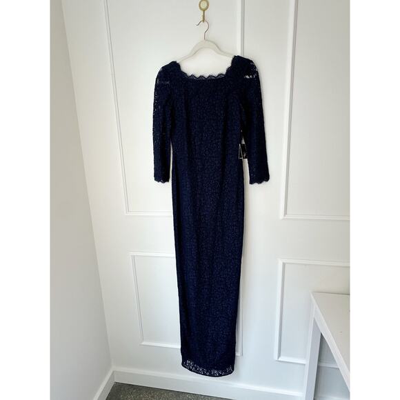 NWT Adriana Papel Long Sleeve Navy blue lace Maxi Dress size 6 - Picture 2 of 12